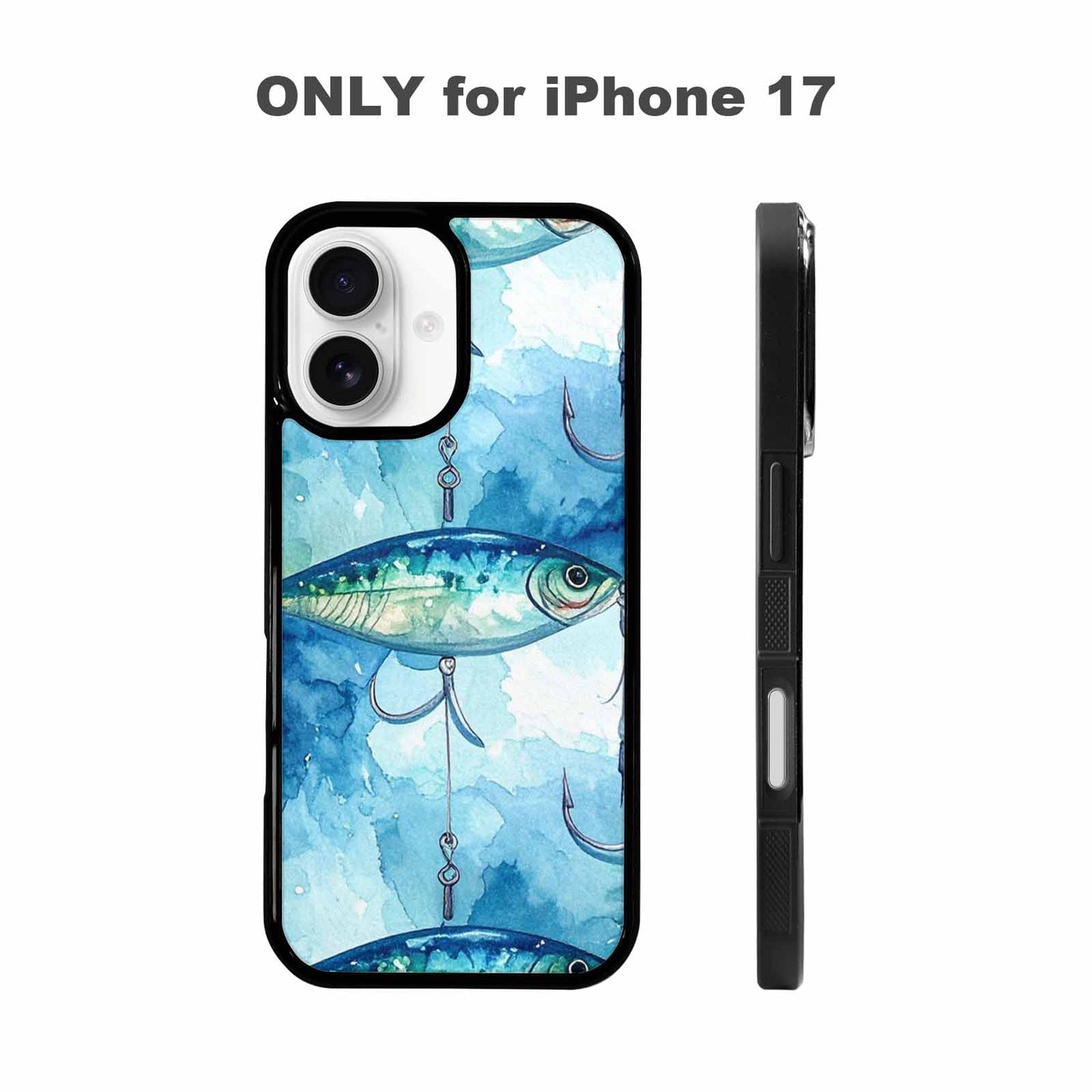iPhone 17 Case — Fishing Lure And Hook Watercolor Abstract, Custom Made Phone Cover