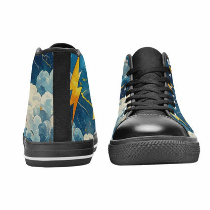 MEN'S Lightning Bolt High Top Canvas Grunge Custom Sneakers