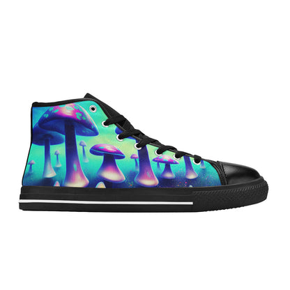 MEN'S Colorful Mushrooms Art Vibe High Top Canvas Aesthetic Custom Sneakers