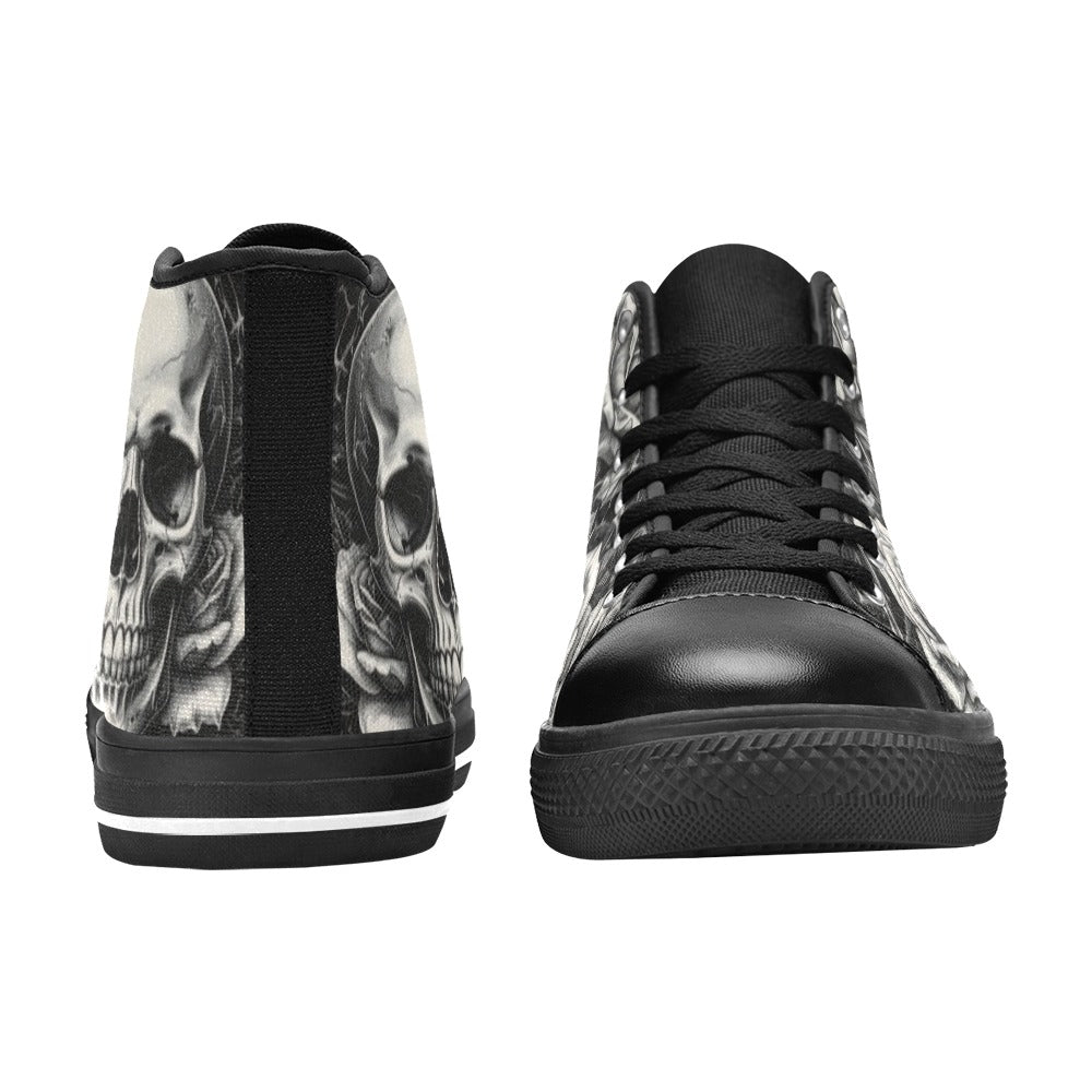 Skull Art Dark Gothic Women's High Top Canvas Shoes | Freaky Shoes®