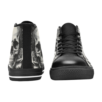 Skull Art Dark Gothic Women's High Top Canvas Shoes | Freaky Shoes®