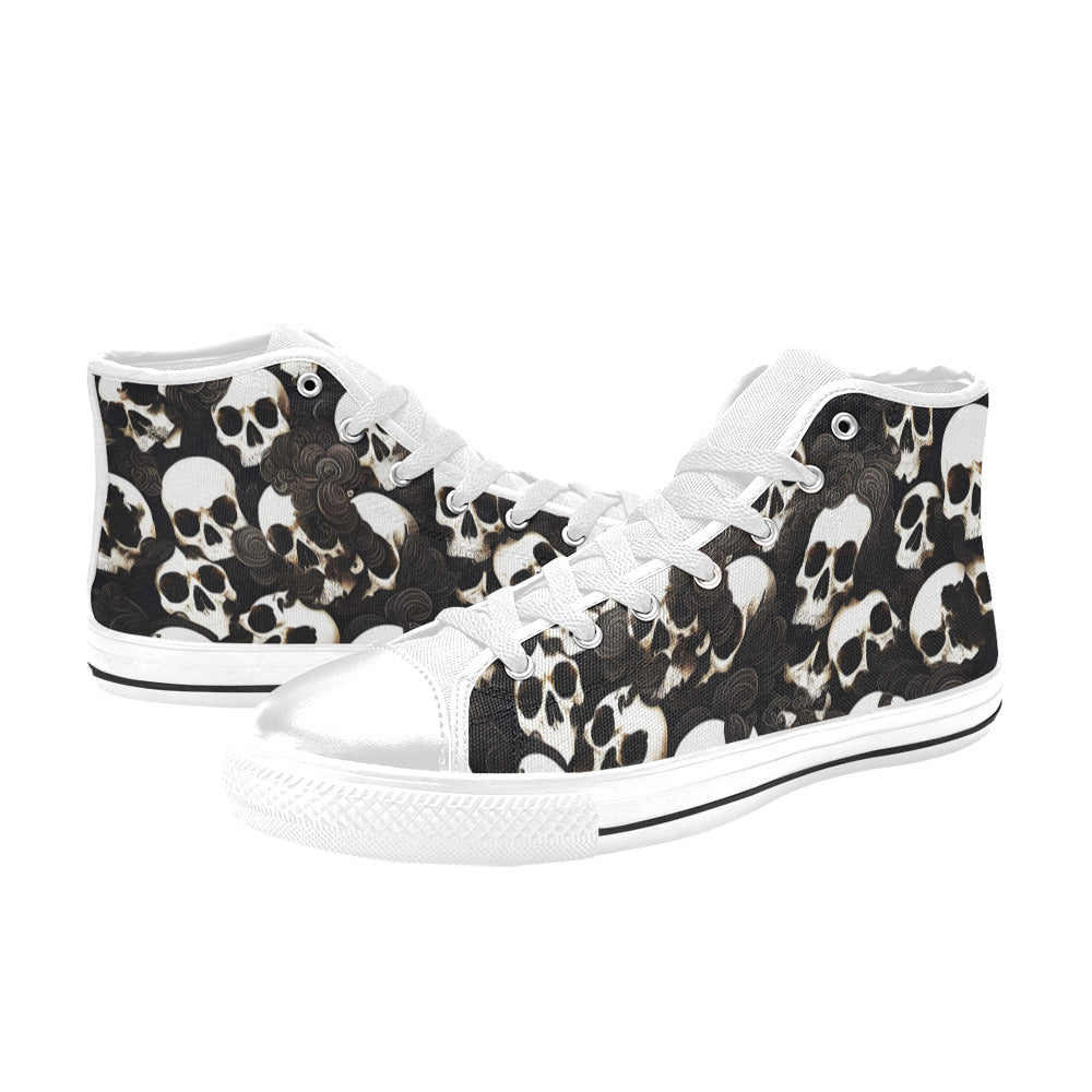 WOMEN'S Skulls Deluxe High Top Canvas Vibrant Chaos Shoes