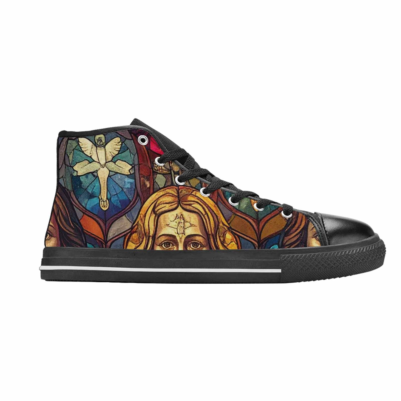 MEN'S Jesus Face Small High Top Canvas Vibrant Chaos Shoes