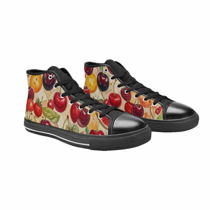 MEN'S Cherry Fruit Print High Top Canvas Grunge Custom Shoes
