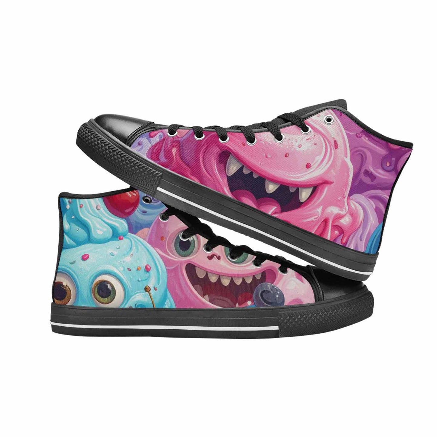 MEN'S Melting Icecream Monster Cherry High Top Canvas Aesthetic Sneakers