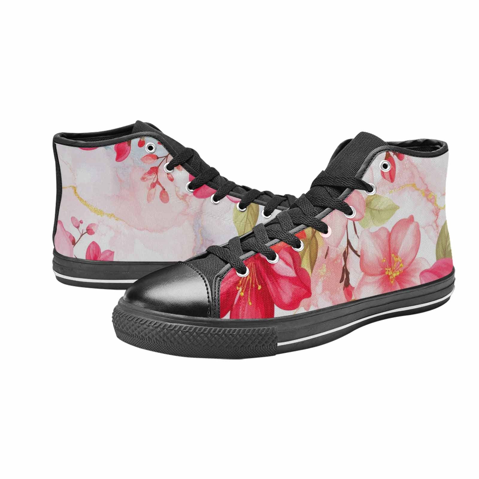 MEN'S Marble Floral High Top Canvas Cottagecore Custom Sneakers