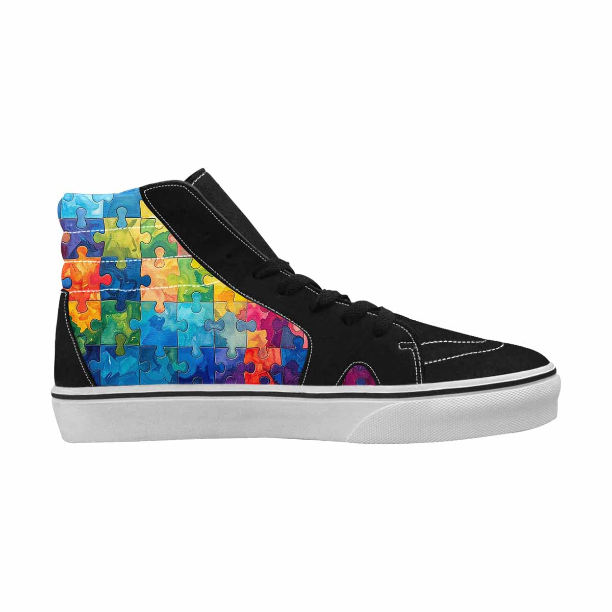 MEN'S Autism Puzzle Pieces High Top Canvas Dark Academia Custom Sneakers