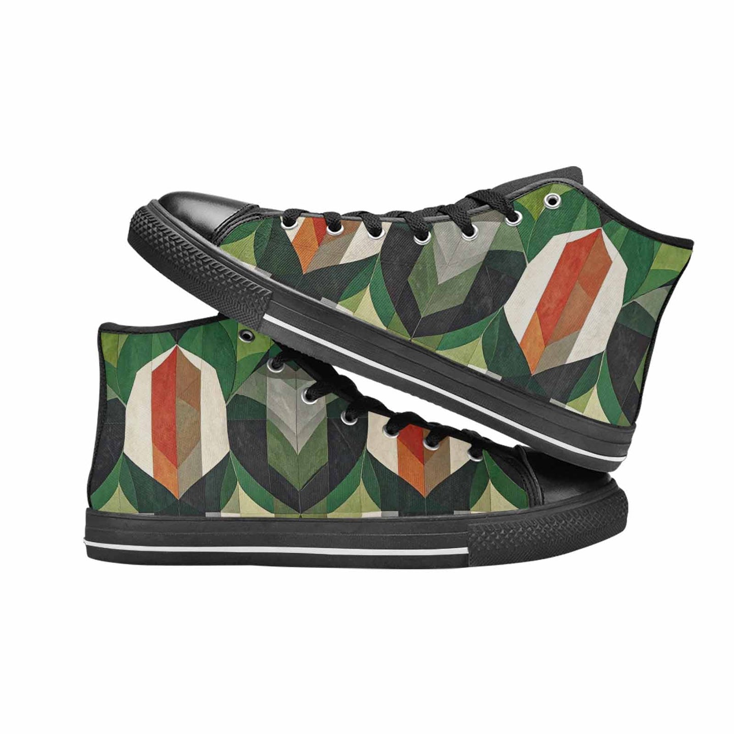 MEN'S Aromantic Flag Color High Top Canvas Vibrant Chaos Custom Shoes