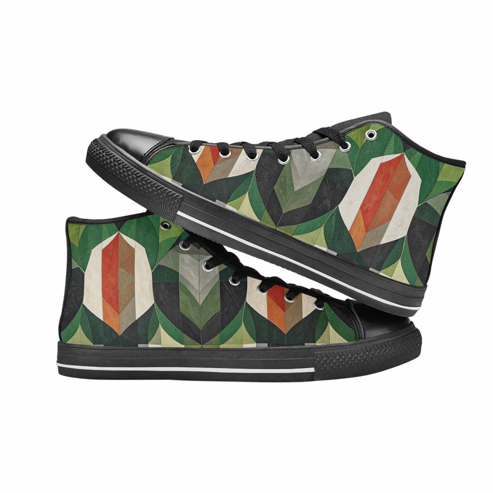 MEN'S Aromantic Flag Color High Top Canvas Vibrant Chaos Custom Shoes