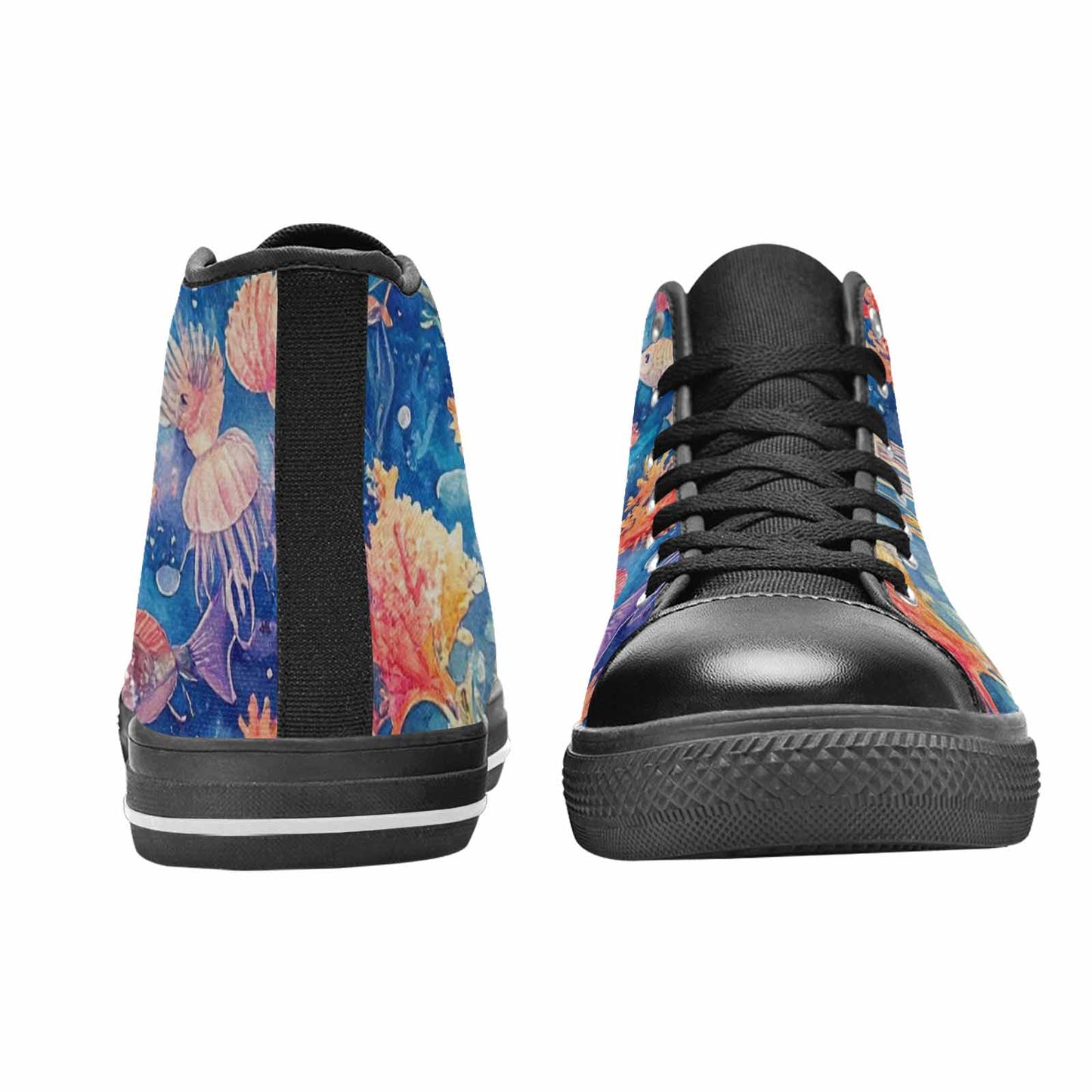 WOMEN'S Fish Scale Coral High Top Canvas Vivid Custom Shoes