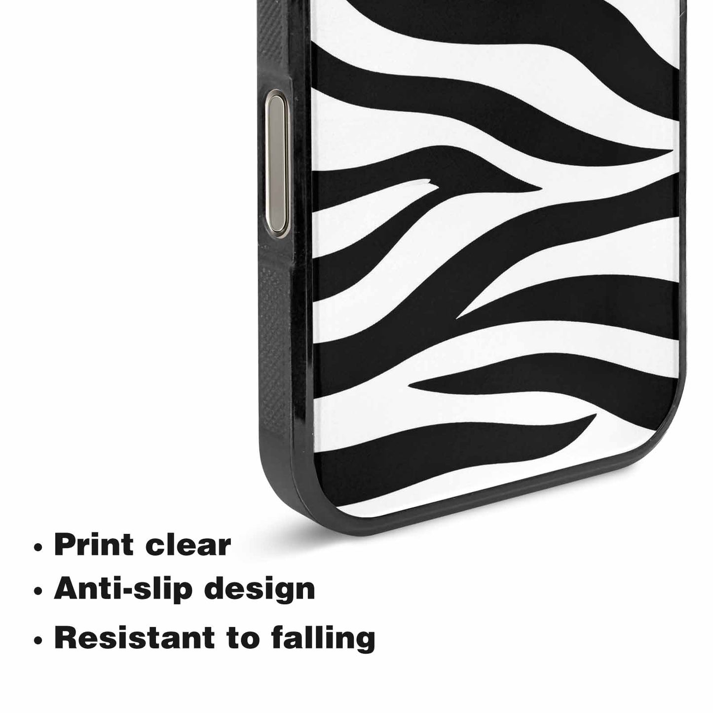 iPhone 16 Pro Max Case — Zebra Print Black White, Unique Phone Case Design