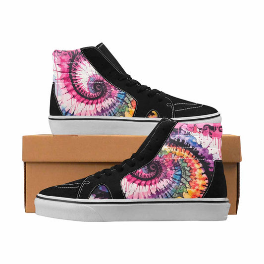 MEN'S Tie Dye Black & Pink Ink High Top Canvas Custom Fashion Dark Academia Custom Print Sneakers