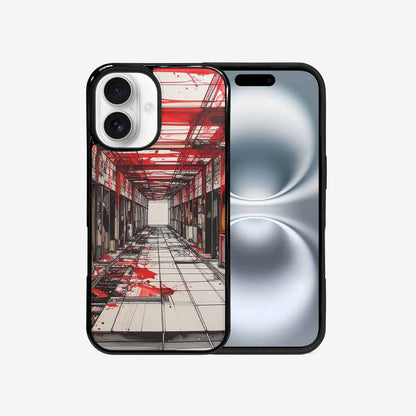 iPhone 16 Case — Liminal Space Fragment Black Red Ink, Custom Phone Case