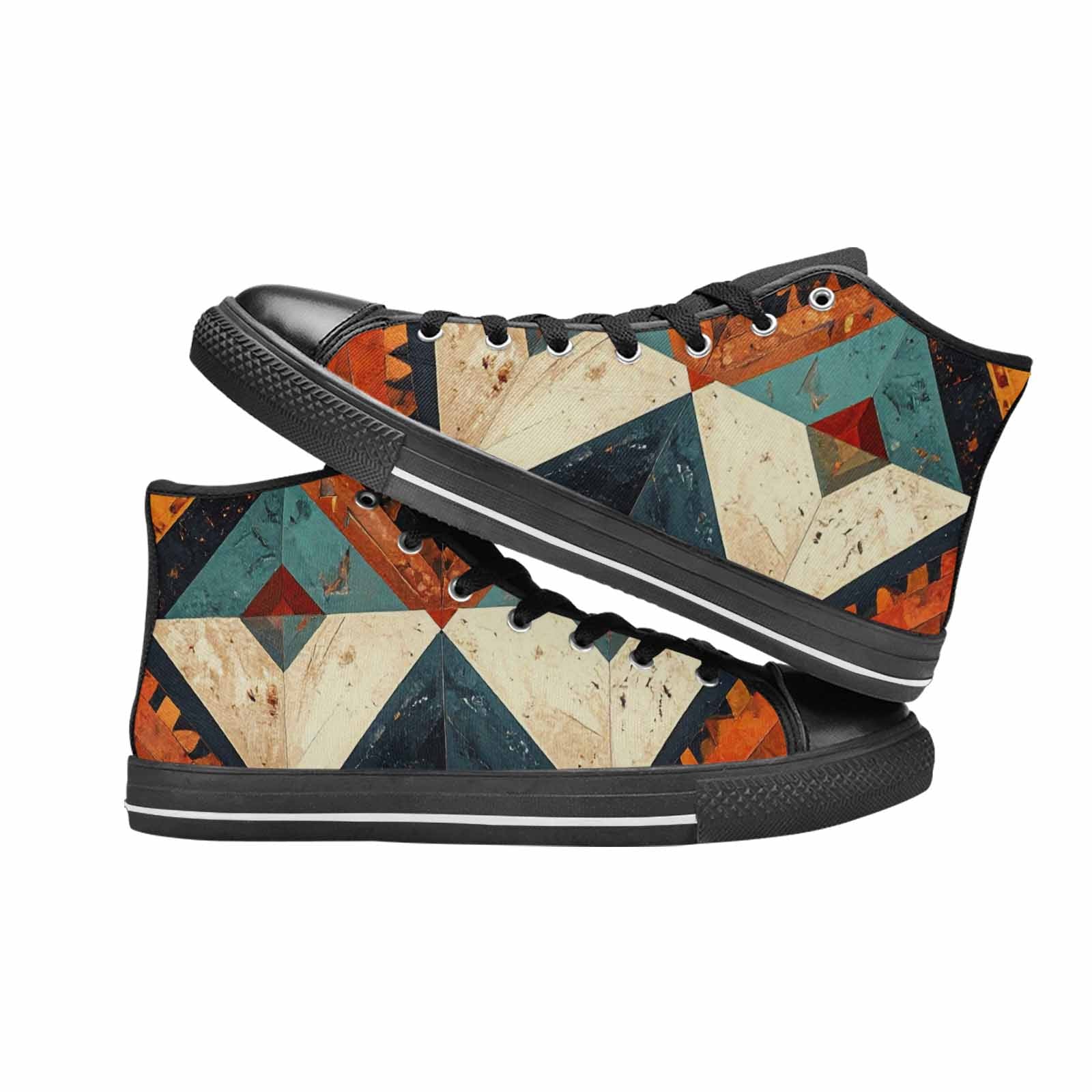 WOMEN'S Southwestern Geometric Diamond High Top Canvas Surreal Custom Sneakers