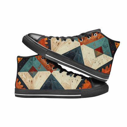WOMEN'S Southwestern Geometric Diamond High Top Canvas Surreal Custom Sneakers