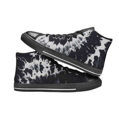 WOMEN'S Black White Animal Print High Top Canvas Wallpaper Art Sneakers