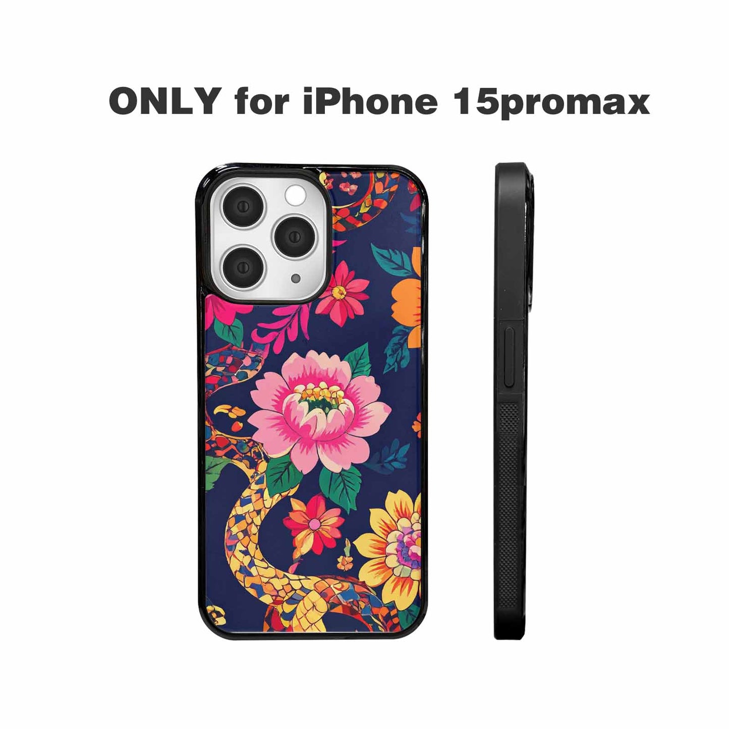 iPhone 15 Pro Max Case — Floral Snake Print Custom, Custom Printed Phone Case