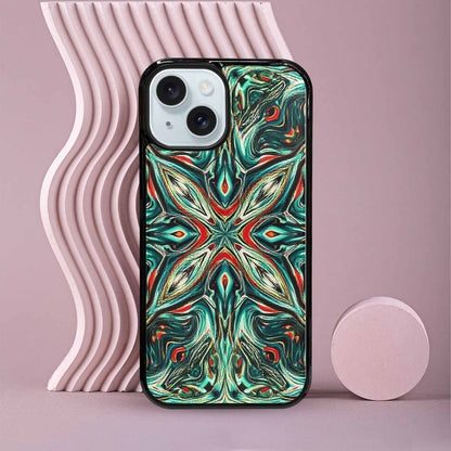 iPhone 15 Case — Holographic Tribal Blaze, Custom Printed Phone Case