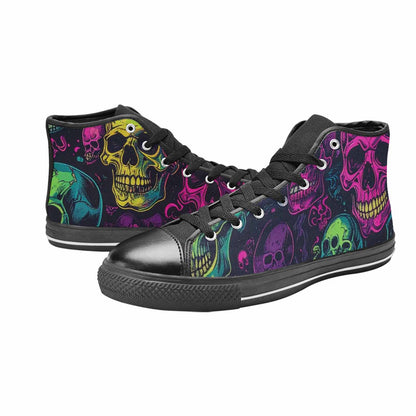 WOMEN'S Skulls - Neon High Top Canvas Dark Academia Custom Shoes