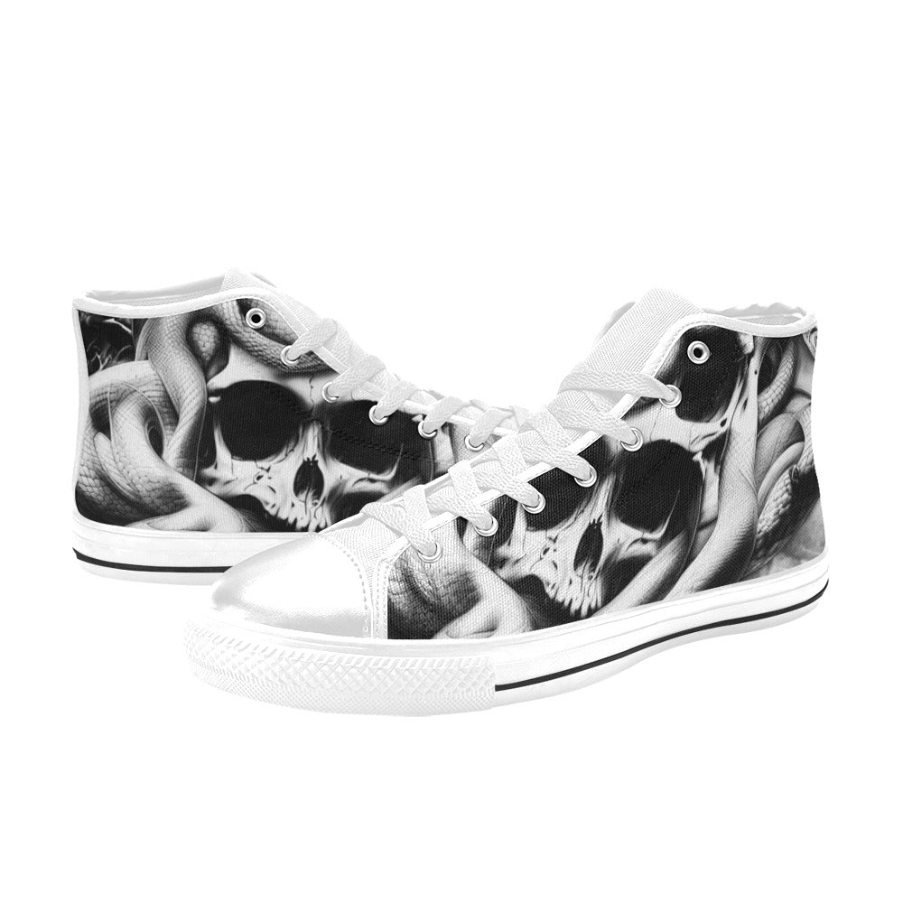 MEN'S Cc Snake Skull Art High Top Canvas Grunge Shoes