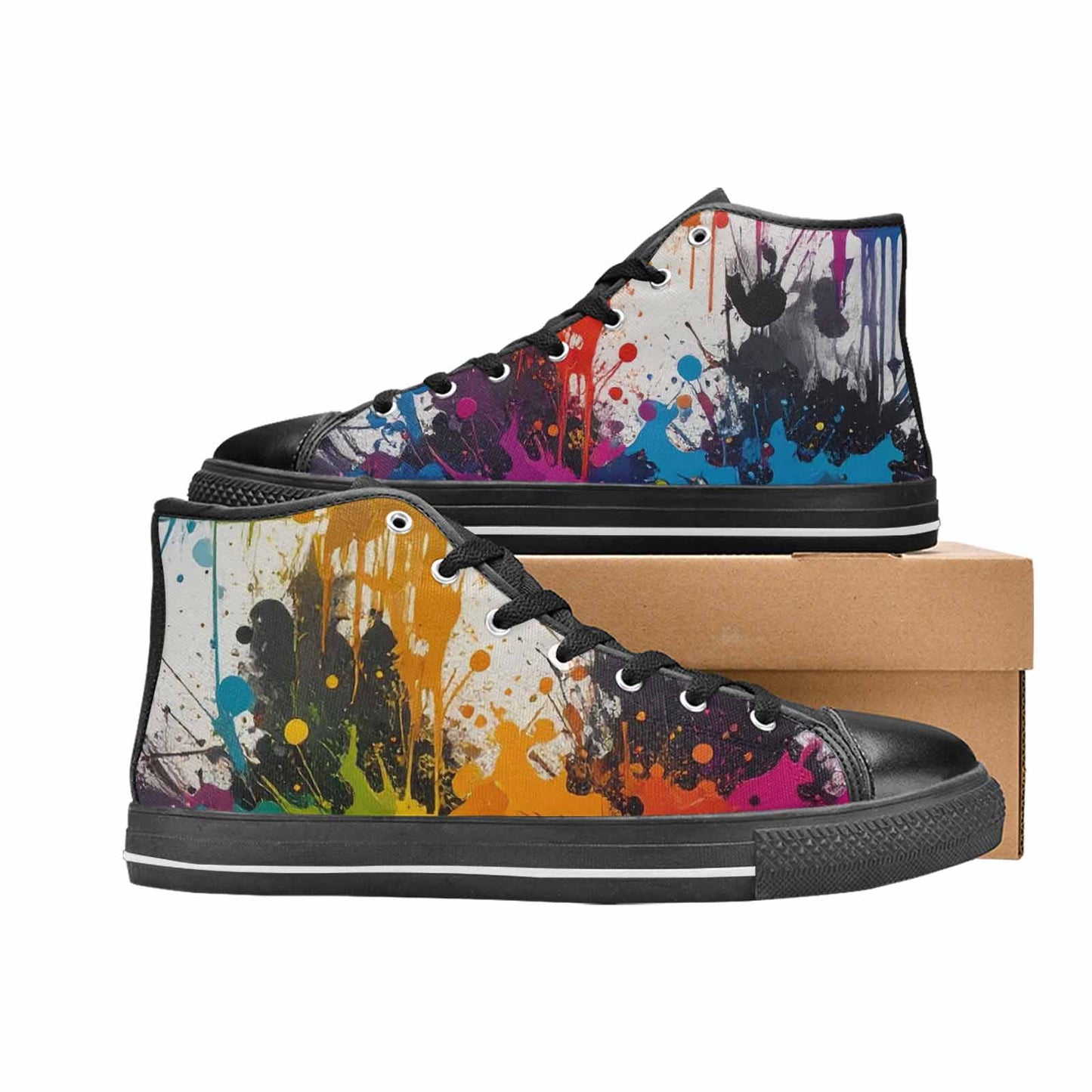 MEN'S Paint Splatter High Top Canvas Neon Fantasy Custom Shoes