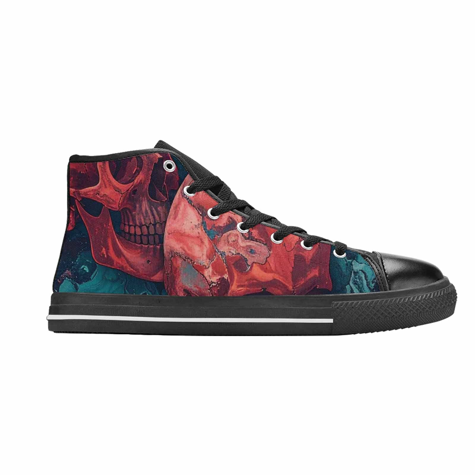 WOMEN'S Marble Skull High Top Canvas Vivid Custom Sneakers