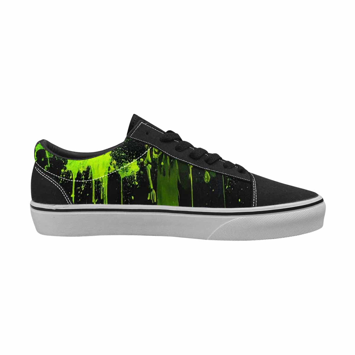 WOMEN'S Skeletons × Neon Green Lace-Up Canvas Cottagecore Sneakers