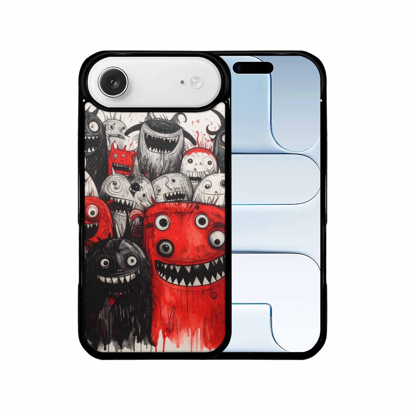 iPhone 17 Air Case — Black Red Ink Monsters General Cartoon, Custom Printed Phone Case