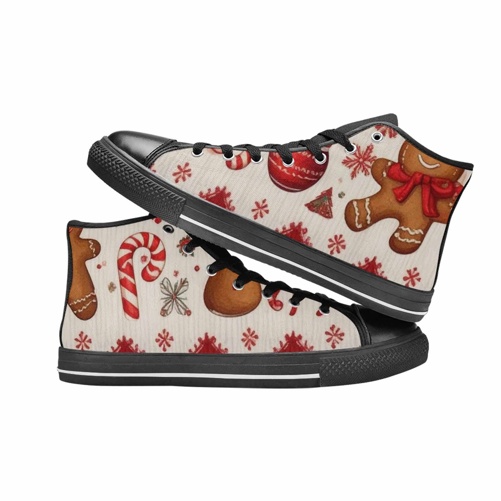 WOMEN'S Christmas Holly Snowflake High Top Canvas Wallpaper Art Custom Sneakers