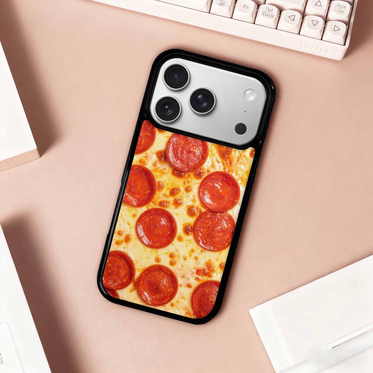 iPhone 17 Pro Case — Pepperoni Pizza Print Original Art, Customized Protective Case