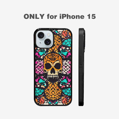 iPhone 15 Case — Snake Print Skull, Personalized Phone Case