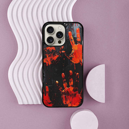 iPhone 16 Pro Max Case — Splatter Paint Art Hand Prints Black, Unique Phone Case Design