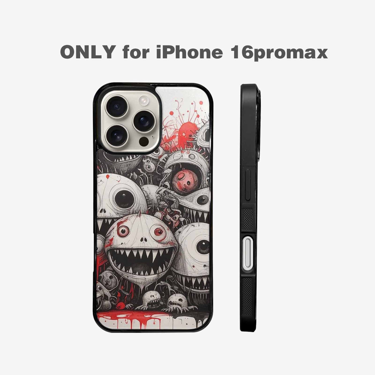 iPhone 16 Pro Max Case — Multi Eye Monster Black Red Ink, Custom Made Phone Cover