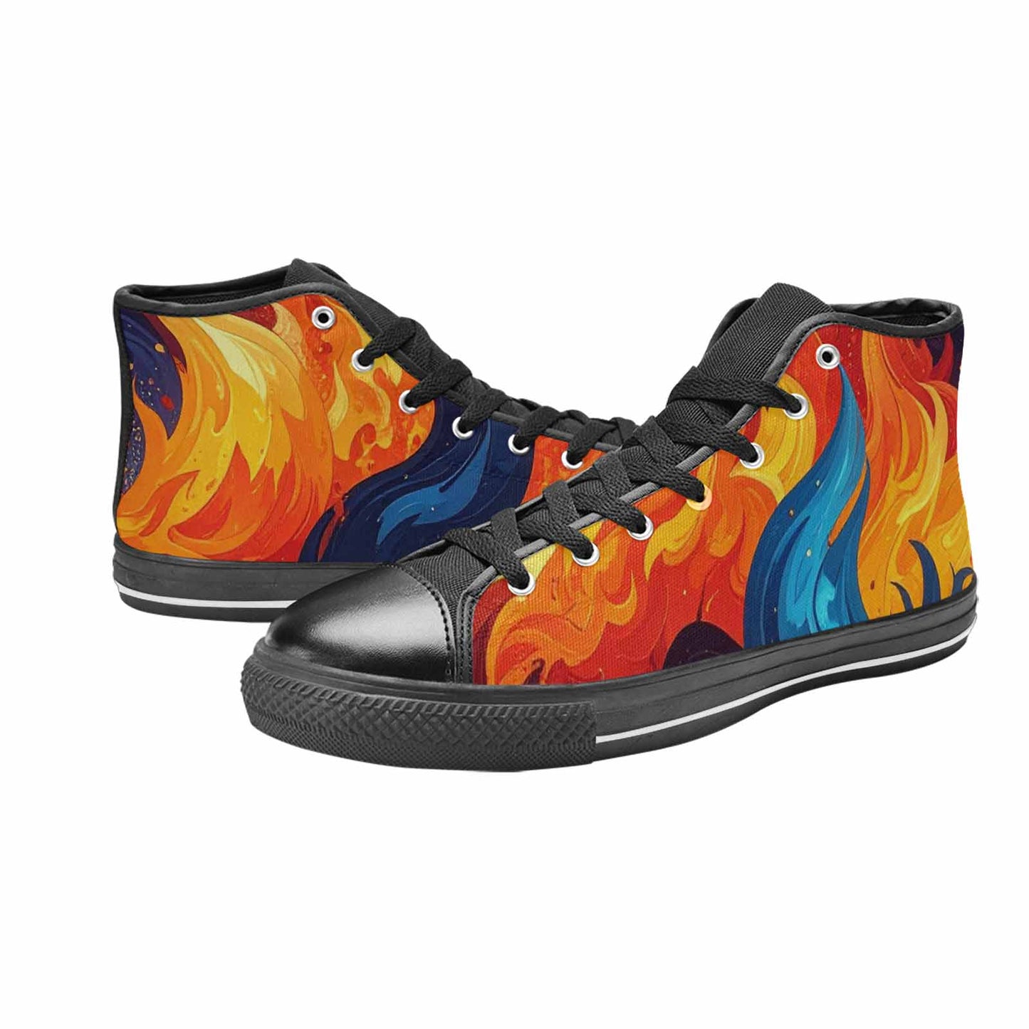 WOMEN'S Fire Flame High Top Canvas Dark Academia Custom Sneakers
