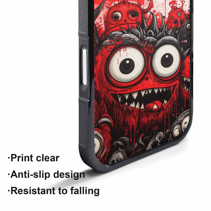 iPhone 17 Pro Case — Black Red Ink Monsters General Cartoon, Custom Made Phone Cover