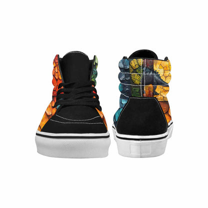 WOMEN'S Dinosaur Silhouette High Top Canvas Neon Fantasy Sneakers
