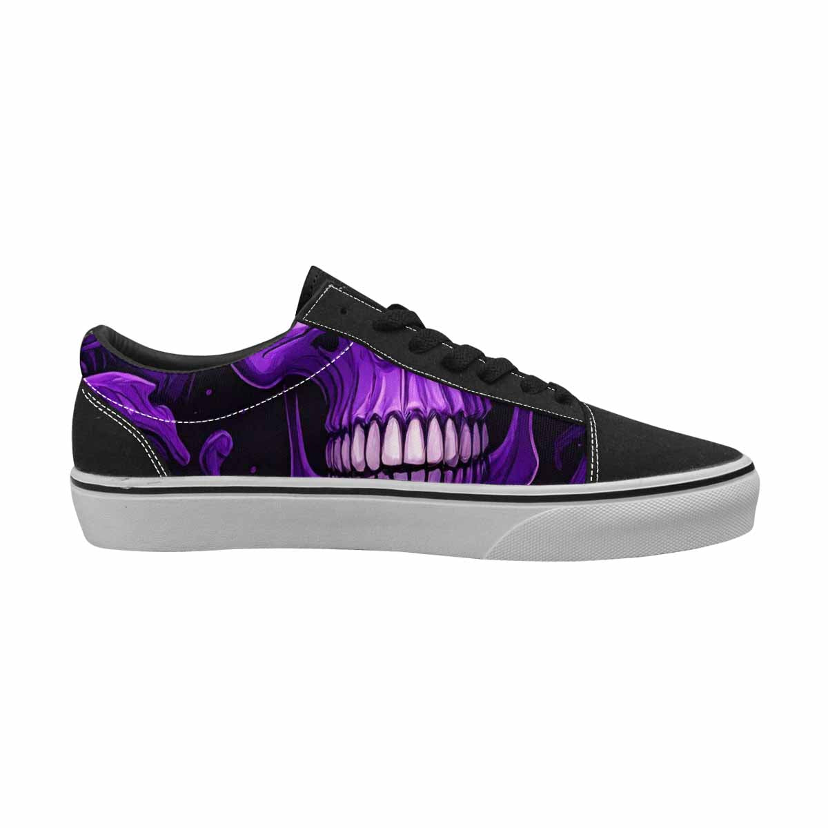 WOMEN'S Monochrome Purple Skeletons × Lace-Up Canvas Dark Academia Sneakers