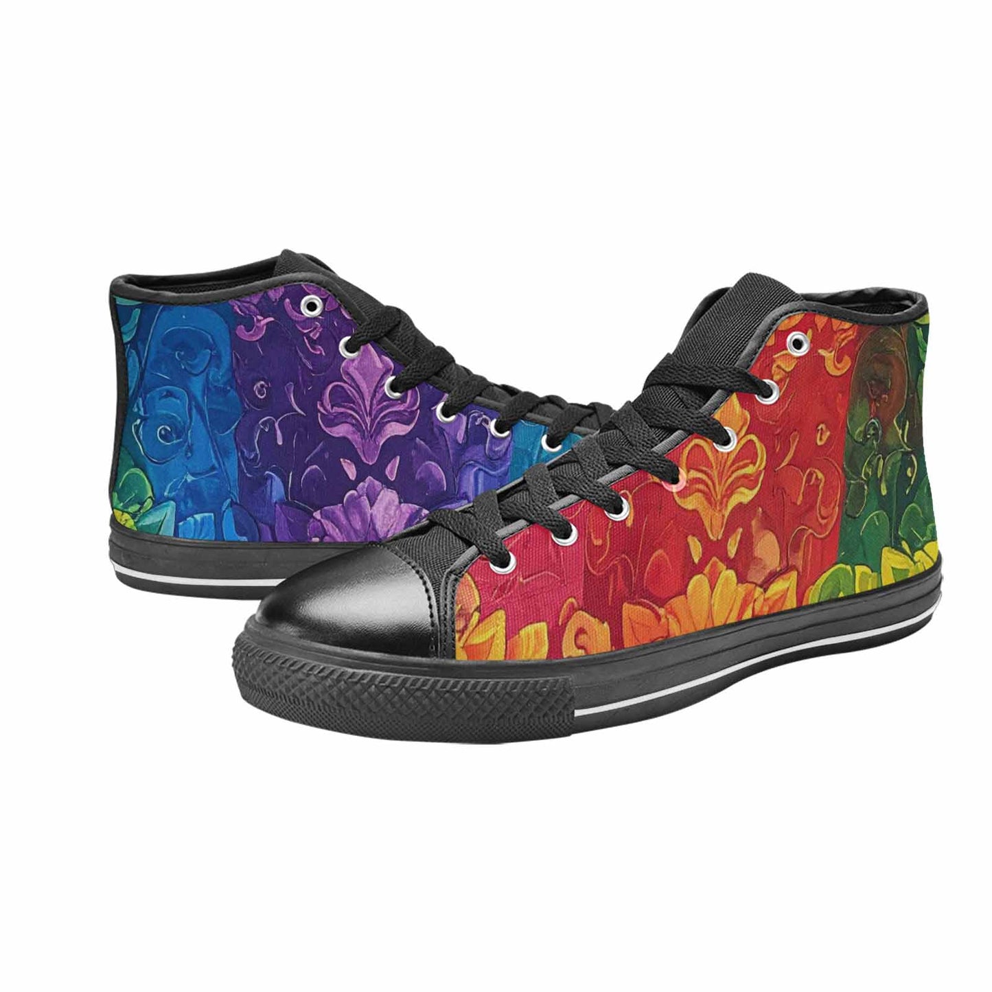 MEN'S Rainbow Pride Flag High Top Canvas Surreal Custom Sneakers
