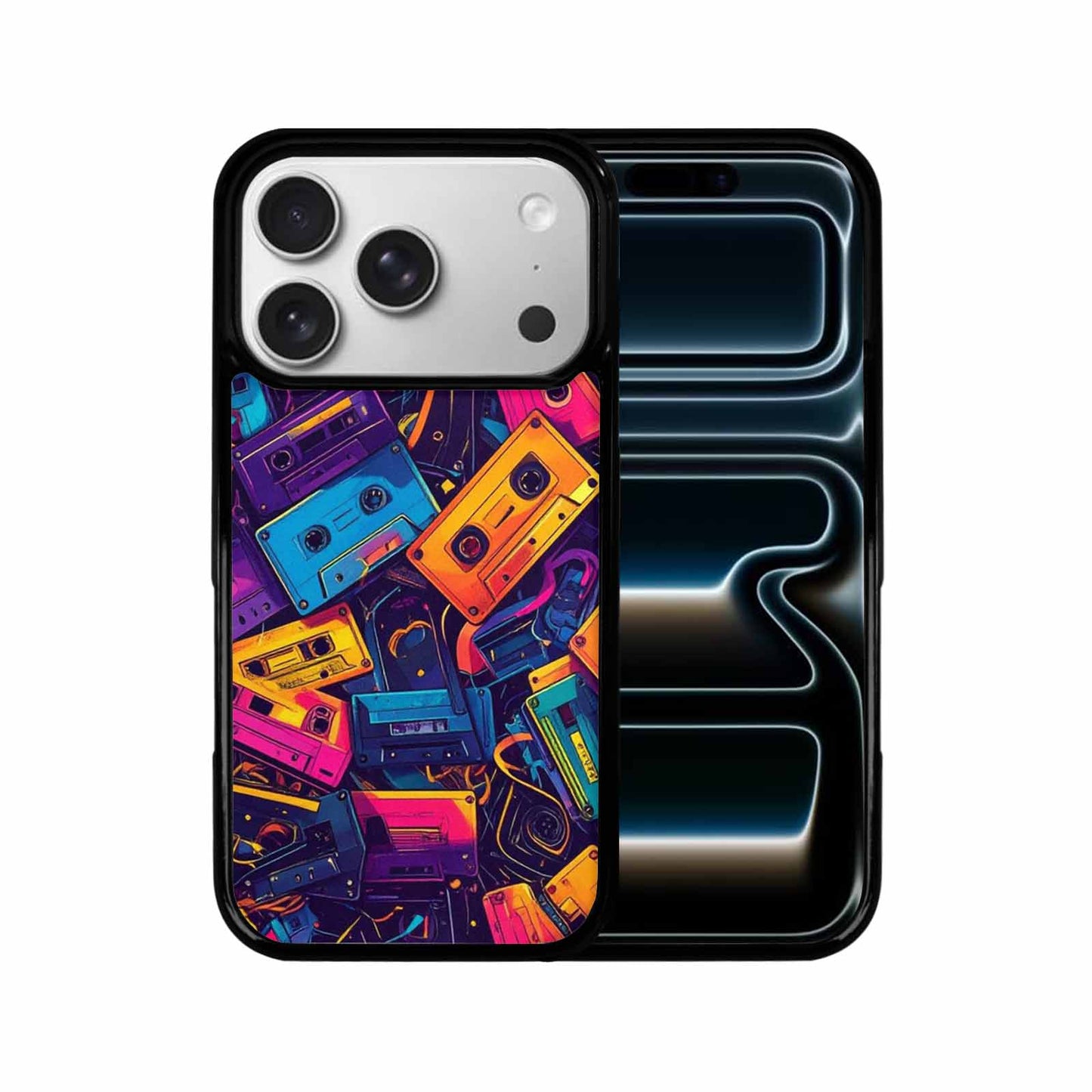iPhone 17 Pro Case — Retro Cassette Tape Pattern Hundreds Retro, Custom Print Case Cover
