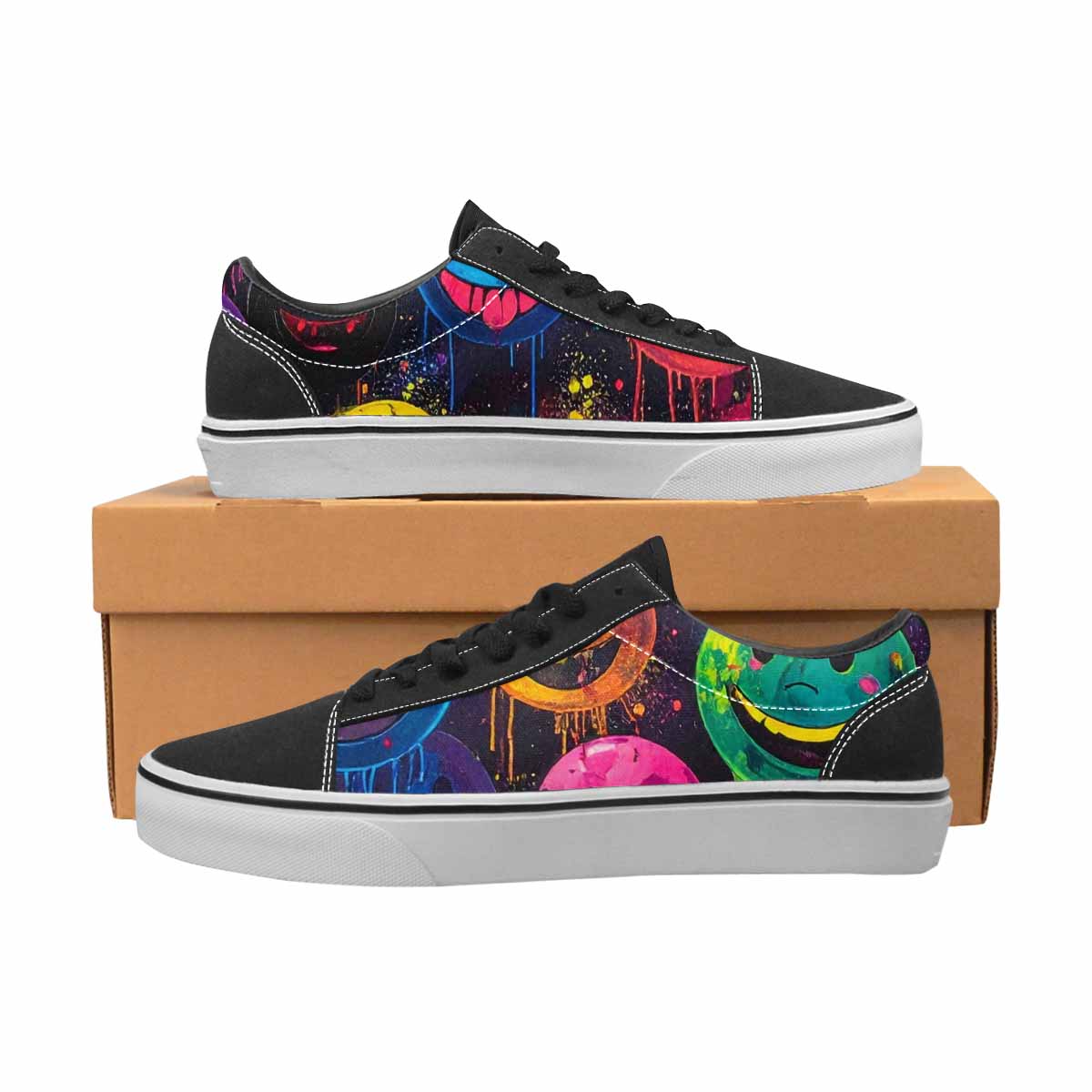 WOMEN'S Smiley Faces  Glow Lace-Up Canvas Aesthetic Custom Shoes