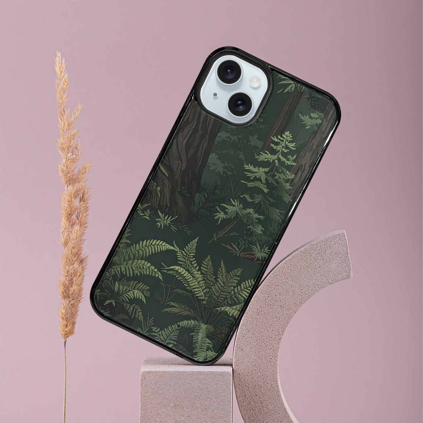 iPhone 15 Plus Case — Seamless Pattern Ancient Redwood Forest Giant, Custom Art Phone Cover
