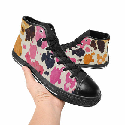 MEN'S Cow Animal Print High Top Canvas Surreal Custom Shoes