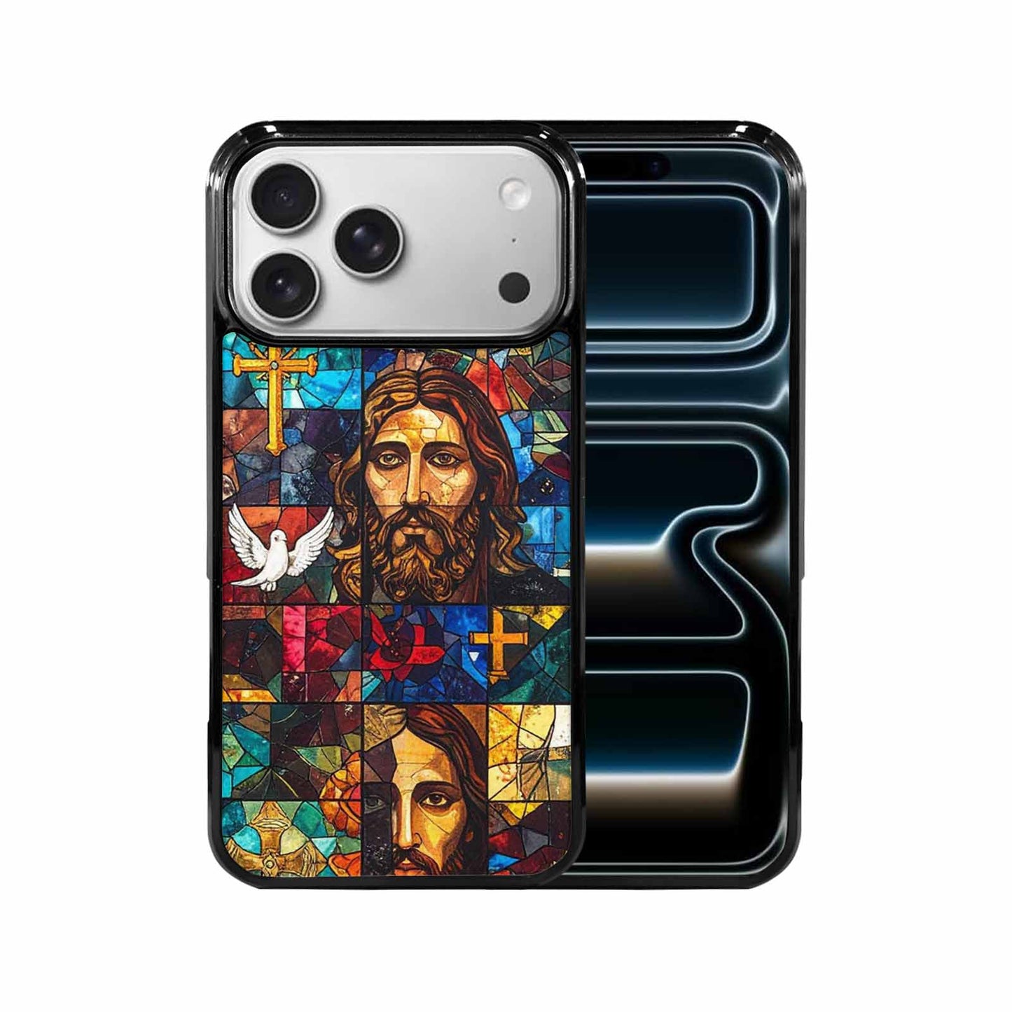 iPhone 17 Pro Max Case — Jesus Face Small Cross Original Art, Custom Print Case Cover
