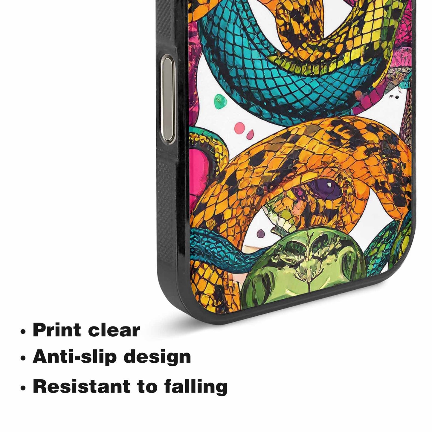 iPhone 16 Pro Max Case — Snake Print Skull, Unique Phone Case Design