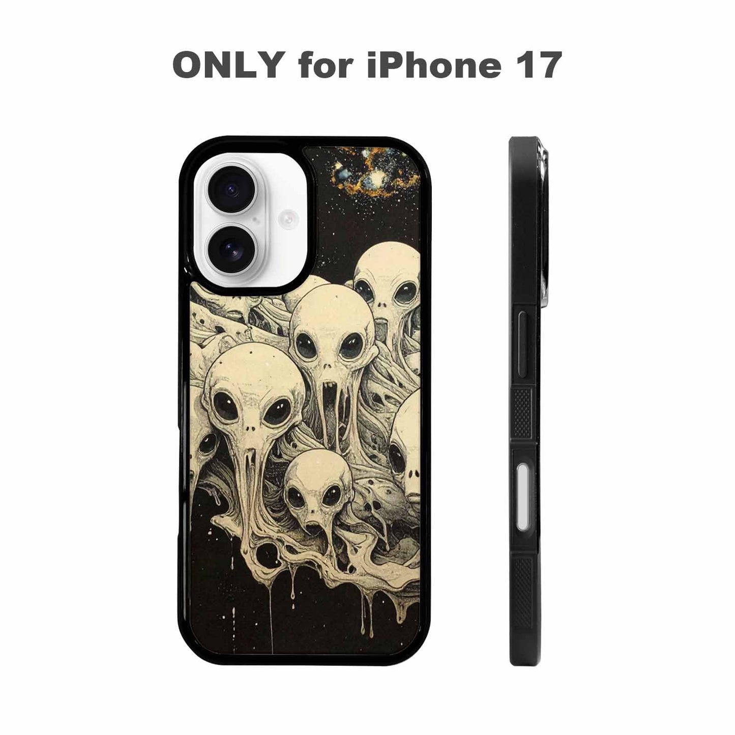 iPhone 17 Case — Melting Aliens Pattern Alien Scifi, Custom Printed Phone Case