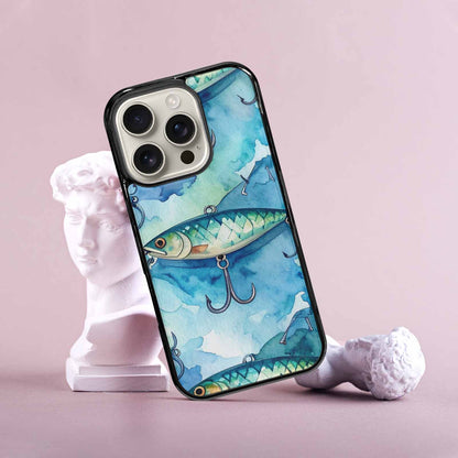 iPhone 16 Pro Case — Fishing Lure And Hook Pattern Seamless, Unique Phone Case Design