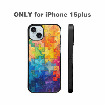 iPhone 15 Plus Case — Autism Puzzle Pieces Puzzle Piece Pattern, Custom Print Case Cover