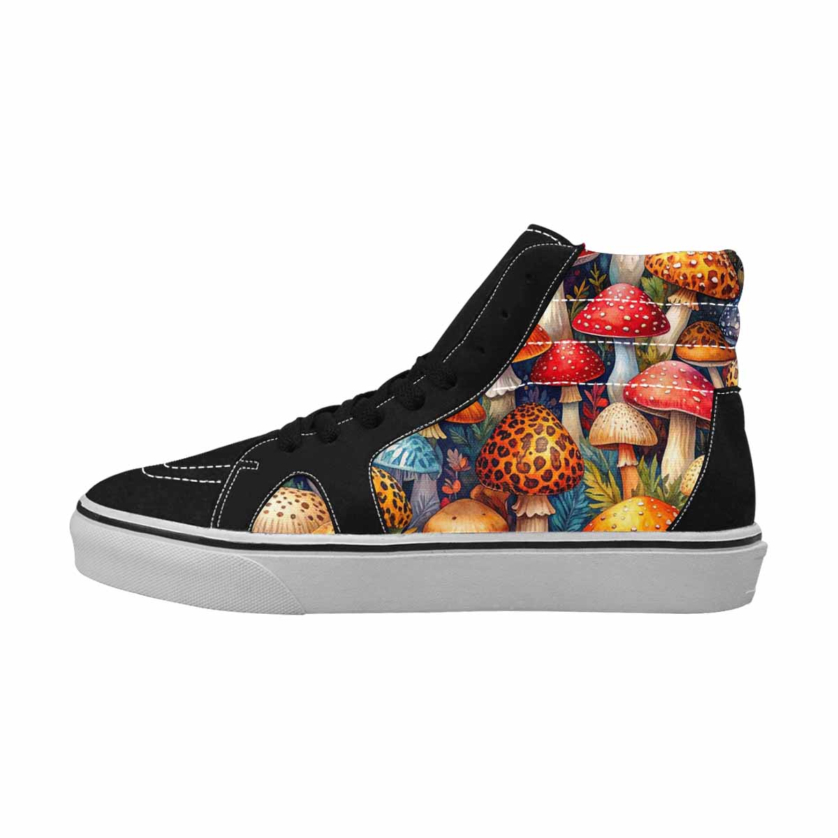 MEN'S Mushrooms High Top Canvas Vibrant Chaos Custom Sneakers