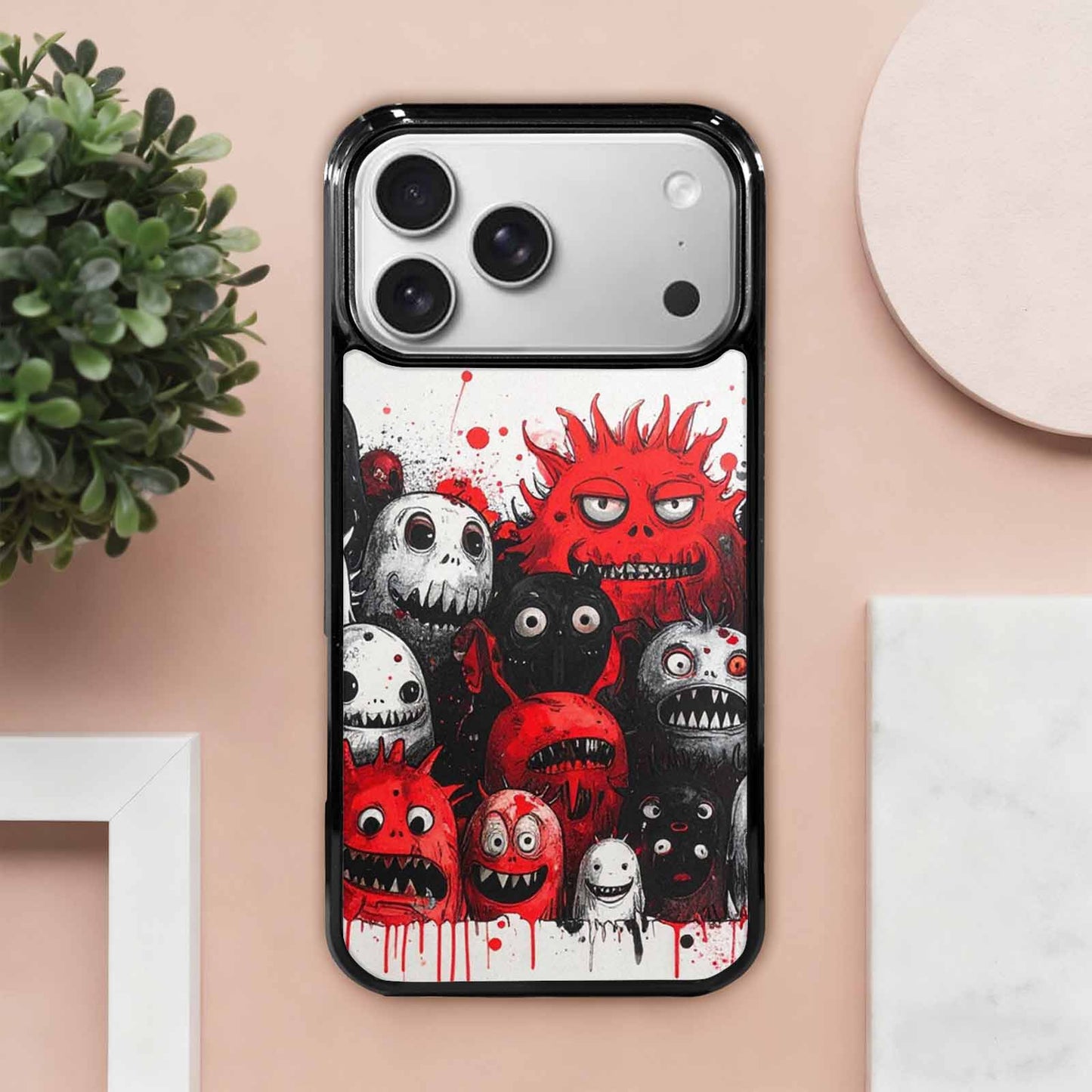 iPhone 17 Pro Max Case — Black &amp; Red Ink Cartoon Cute, Custom Made Phone Cover