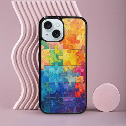 iPhone 15 Case — Autism Puzzle Pieces Puzzle Piece Pattern, Custom Designed Case Cover